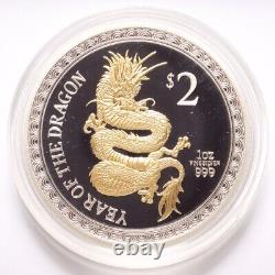 2012 New Zealand Lunar Dragon Silver Proof Gilded Gold