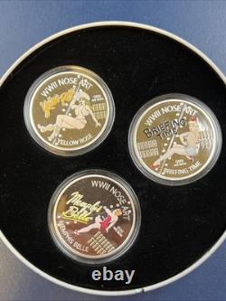 2012 New Zealand and Mint (Niue) WWII Nose Set 3 x 1 oz Silver Coin Set