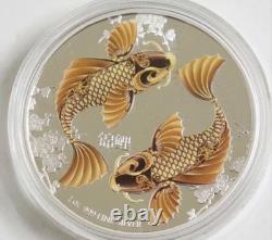 2012 Niue $2 1oz Silver Color Koi Fish Feng Shui Coin, World Most Beautiful One