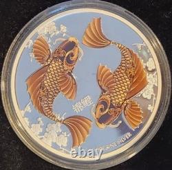 2012 Niue $2 1oz Silver Color Koi Fish Feng Shui Coin, World Most Beautiful One