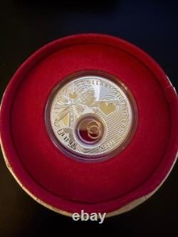 2012 Niue $2 Wedding Coin Sterling Silver Proof with Gold Rings