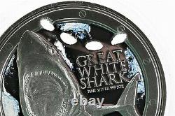 2012 Niue Great White Shark $2 Dollars Silver with Box New Zealand #14856