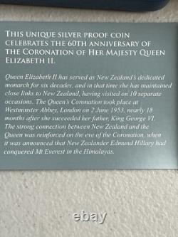 2013 1oz Silver Coin Queen E II 60th Anniversary of the Coronation New Zealand