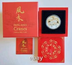 2013 $2.999 Silver 1 Oz Coin Feng Shui Cranes With Box+ COA New Zealand Mint