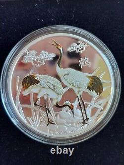 2013 $2.999 Silver 1 Oz Coin Feng Shui Cranes With Box+ COA New Zealand Mint