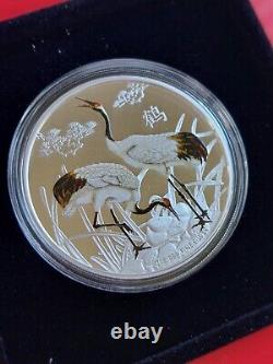 2013 $2.999 Silver 1 Oz Coin Feng Shui Cranes With Box+ COA New Zealand Mint