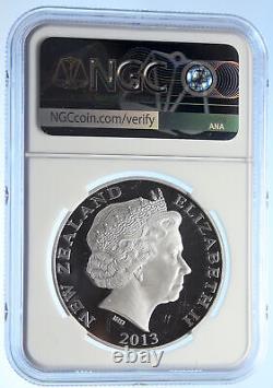 2013 NEW ZEALAND UK Queen Elizabeth II Proof Silver $ Coin KIWI BIRD NGC i106790