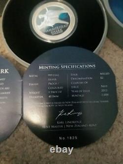 2013 New Zealand Mint Fine Silver. 999 1oz Niue Coin Hammerhead Shark Coin