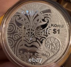 2013 New Zealand S $1 Silver Proof Koru Maori Art Original Mint Packaging Coin