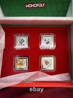 2013 Rcm Niue New Zealand Mint Monopoly 4 Piece Silver Coin Set House Display