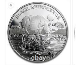 2014 1oz Silver Proof Coin. 999 $2 Niue Black Rhinoceros's RARE