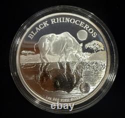 2014 1oz Silver Proof Coin. 999 $2 Niue Black Rhinoceros's RARE