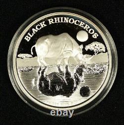 2014 Endangered Species New Zealand Mint. Black Rhinoceros. 1oz silver Coin