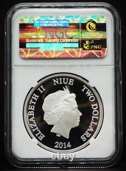 2014 Niue $2 Disney Characters Steamboat Willie MICKEY MOUSE 1oz NGC PF70 UC