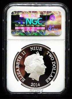 2014 Niue $2 Disney Characters Steamboat Willie MICKEY MOUSE 1oz NGC PF70 UC