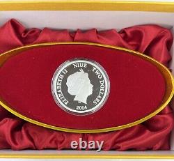 2014 Niue Silver 1 Troy Oz Year Of The Horse Gold Gilted With Box NZ Mint No COA