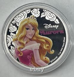 2015 Disney Princess Aurora Sleeping Beauty 1oz Silver $2 Proof New Zealand Mint