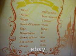 2015 Disney Princess Belle 1 Oz $2.00 Ltd Ed Silver Coin New Zealand Mint