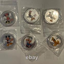 2015 Disney Silver Coin New Zealand Mint NIUE Lot of 6 Mickey Minnie Daisy Pluto