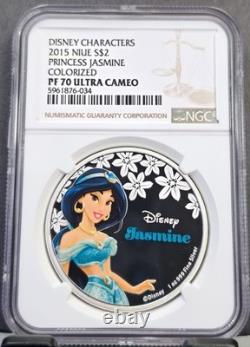 2015 Niue Silver 2 Dollars S$2 Disney Princess Jasmine Ngc Pf 70 Ultra Cameo Gem
