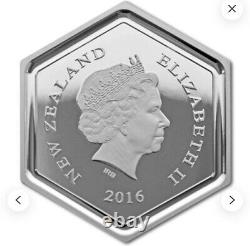 2016 1oz hexagonal Silver Proof Coin $1 New Zealand RARE