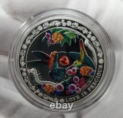 2016 Love Is Precious Hummingbirds 1 Oz Silver Coin New Zealand Mint Proof LE