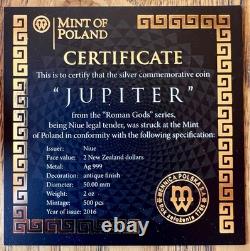 2016 Mint Of Poland Niue Jupiter King of Roman Gods Poland. 999 Silver 2oz Coin