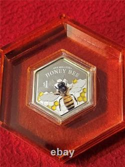 2016 NEW ZEALAND Proof HONEY BEE 0.999 Silver 1 TROY OZ $1 RARE! #T2962