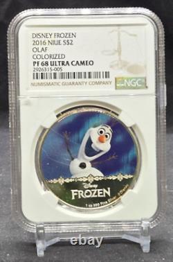 2016 NIUE $2 DISNEY FROZEN OLAF NGC PF68 UC 999 SILVER COIN snowman