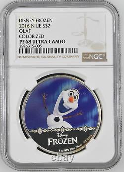 2016 NIUE $2 DISNEY FROZEN OLAF NGC PF68 UC 999 SILVER COIN snowman