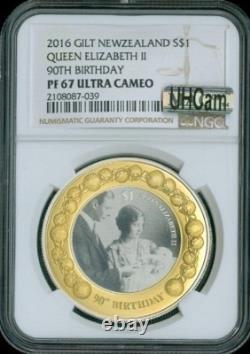 2016 New Zealand Silver Gilt Dollar $1 Proof NGC PF67 Ultra Cameo MAC Quality
