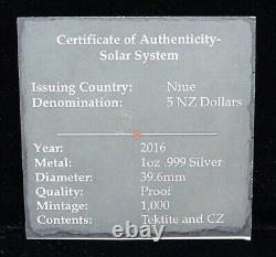 2016 New Zealand Solar System $5 Silver 1 Oz Proof Mintage 1000 DC-6424