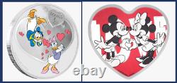 2016 Niue Crazy Love Donald Daisy Duck + 2018 With Love Mickey Minnie Mouse