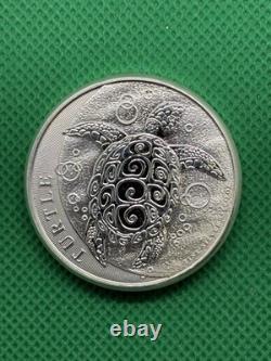 2016 Niue New Zealand $5 2 Oz. 999 Silver Turtle Coin
