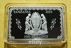 2016 Tanzania Lunar Year of Monkey 1Oz Silver Color Coin Bar New Zealand Mint