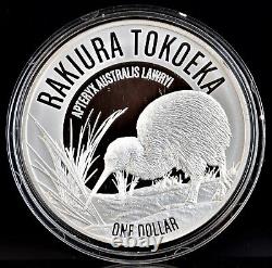 2017 1oz $1 New Zealand Kiwi Proof. 999 Silver Dollar withBox & COA