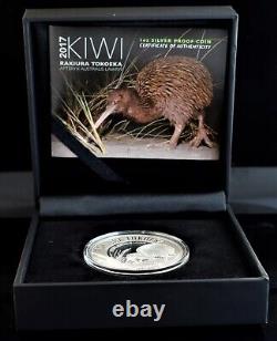 2017 1oz $1 New Zealand Kiwi Proof. 999 Silver Dollar withBox & COA