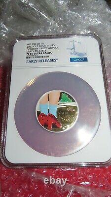 2017 Cook Islands Wizard Of Oz Ruby Swarovski Gold Plated. 999 Silver NGC PF69