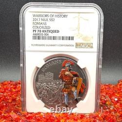 2017 Niue Fine Silver Warriors of History Romans Antiqued Colorized PF70 1 of 2