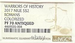 2017 Niue Fine Silver Warriors of History Romans Antiqued Colorized PF70 1 of 2