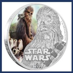 2017 Niue New Zealand Disney Star Wars 2nd The Last Jedi Chewbacca 1 oz Silver