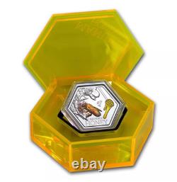 2018 1oz Silver Manuka Honey Bee New Zealand Hexagonal