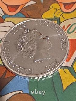 2018 Niue $2 Disney Scrooge McDuck 1 oz Silver Officially Licensed Mintage 250k