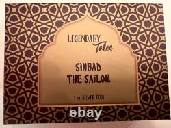 2019 1oz. 999 Antiqued FINE SILVER COIN. LEGENDARY TALES. SINBAD THE SAILOR