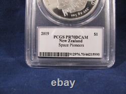 2019 New Zealand Space Pioneers Silver Proof PCGS PF70 50th Ann. Moon Landing
