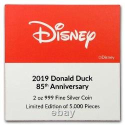 2019 Niue Silver 2 oz $5 Donald Duck 85th Anniv Ultra High Relief SKU#198178