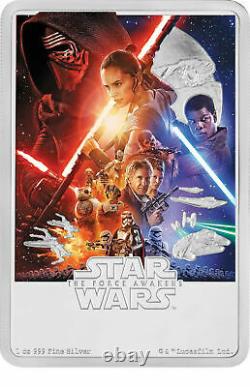 2019 STAR WARS The The Force Awakens POSTER COIN 1 OZ. SILVER