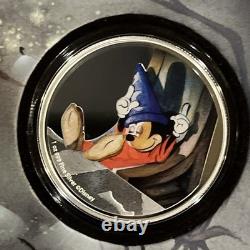 2020 1oz SILVER COIN DISNEY FANTASIA DOZING SORCER'S APPRENTICE. COA IS # 756