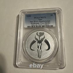 2020 $2 NIUE Silver Star Wars MANDALORIAN MYTHOSAUR PCGS MS70 First Strike