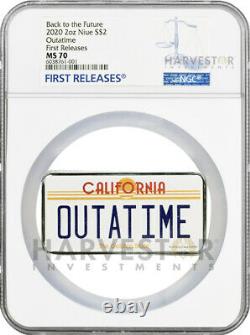 2020 Back To The Future 35th Ann Outatime License Plate Ngc Ms70 First Release